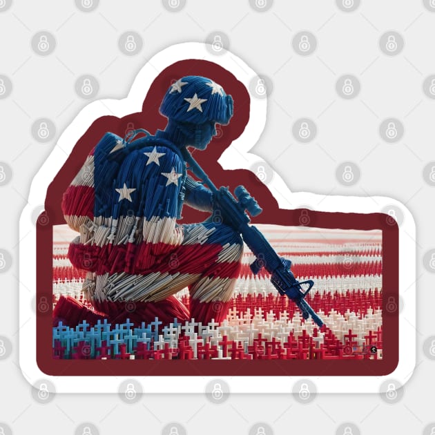American Military Soldier and USA Flag by focusln Sticker by Darn Doggie Club by focusln